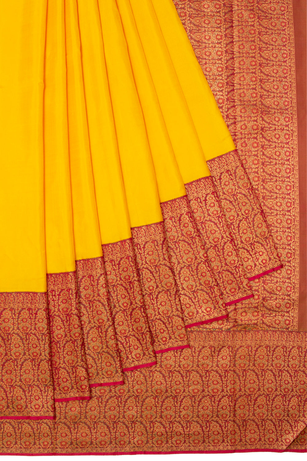 Kanchipuram Silk Plain Yellow Saree