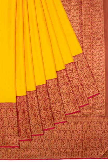 Kanchipuram Silk Plain Yellow Saree