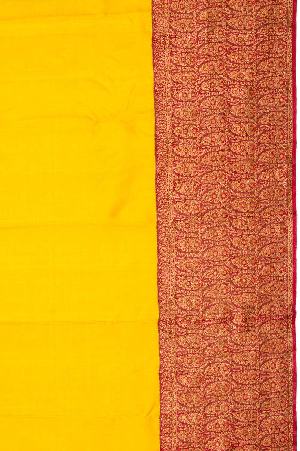 Kanchipuram Silk Plain Yellow Saree