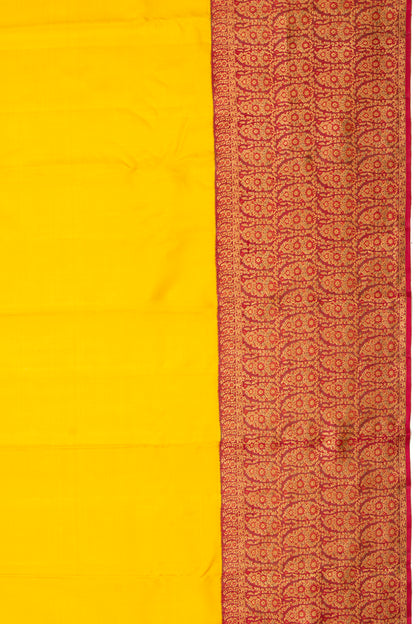 Kanchipuram Silk Plain Yellow Saree
