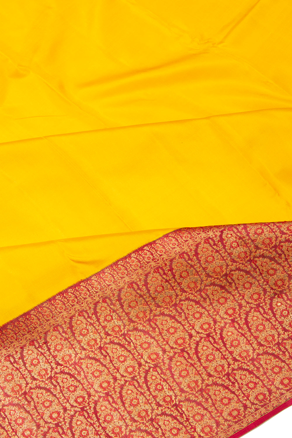 Kanchipuram Silk Plain Yellow Saree