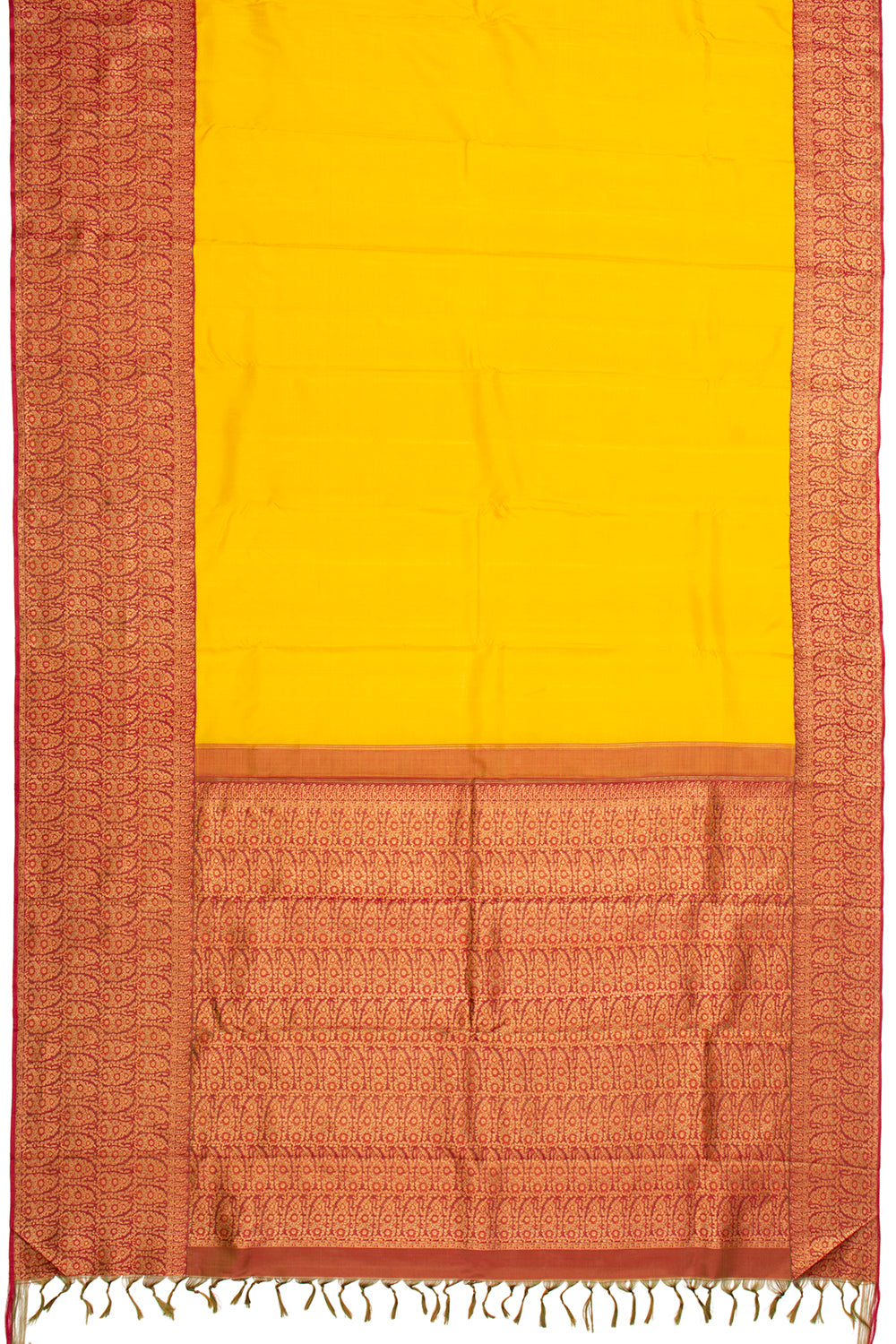 Kanchipuram Silk Plain Yellow Saree