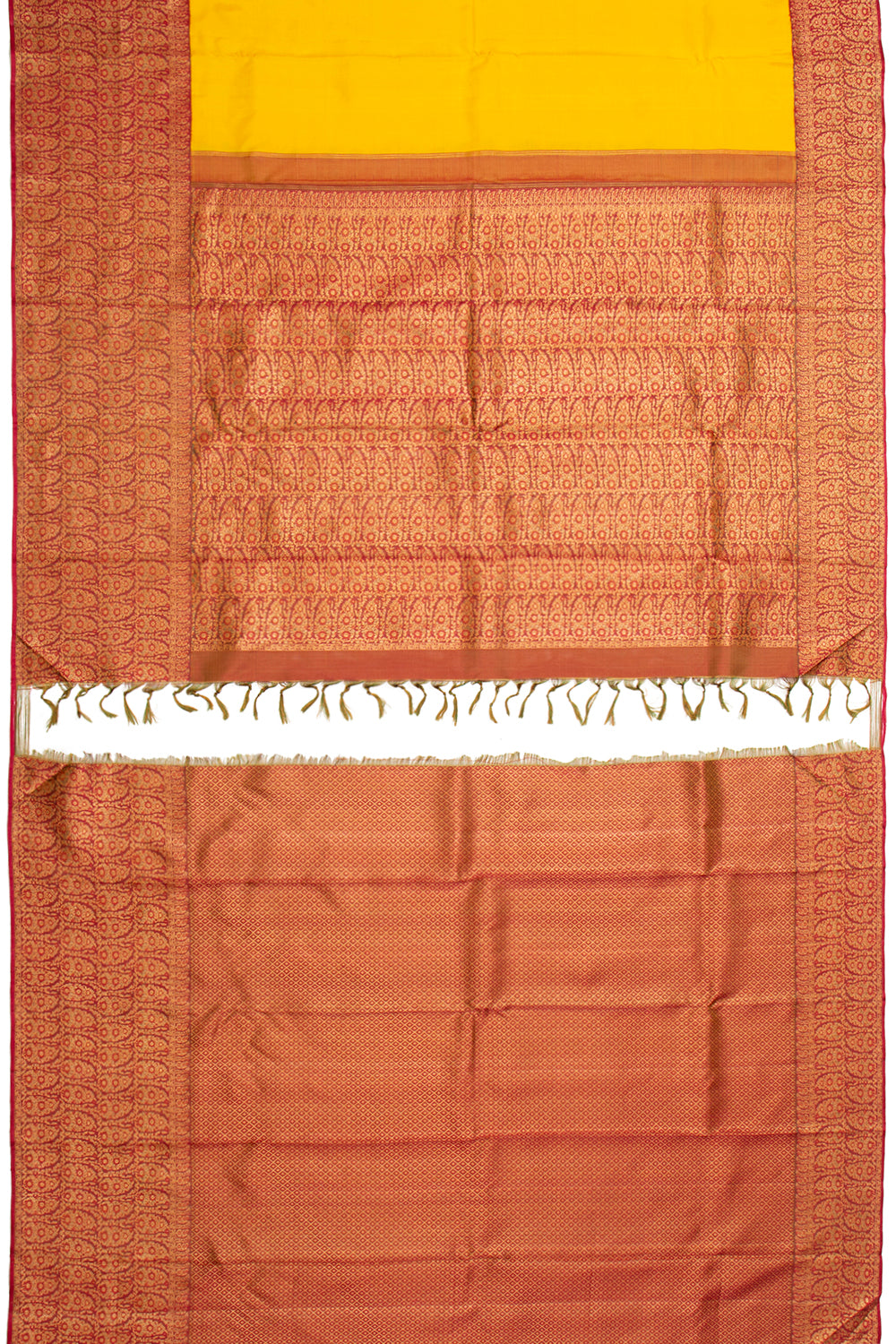Kanchipuram Silk Plain Yellow Saree