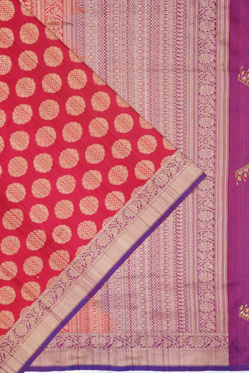 Banarasi Tussar Jute Brocade Red Saree