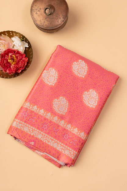 Banarasi Satin Silk Jacquard And Butta Peach Saree