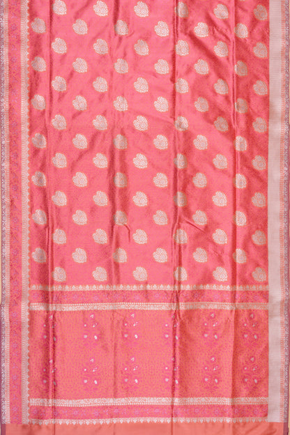 Banarasi Satin Silk Jacquard And Butta Peach Saree