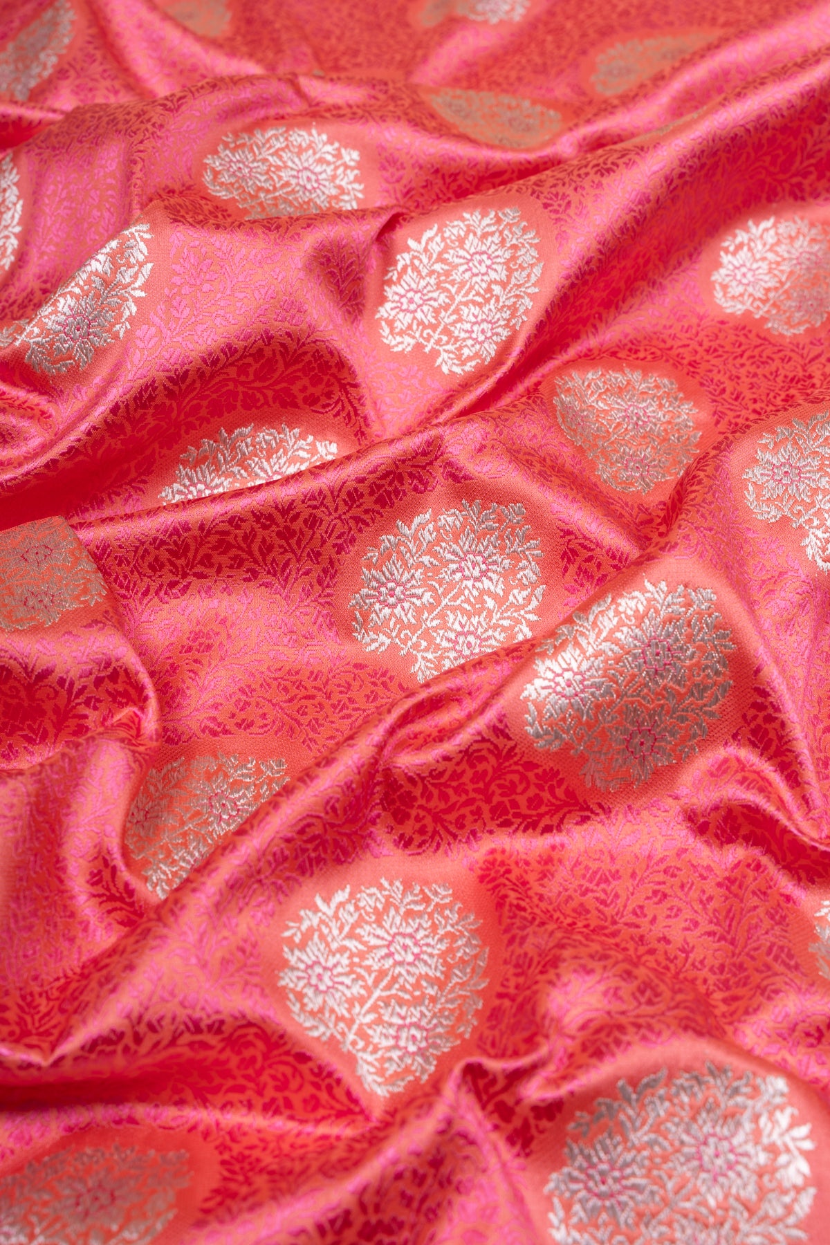 Banarasi Satin Silk Jacquard And Butta Peach Saree