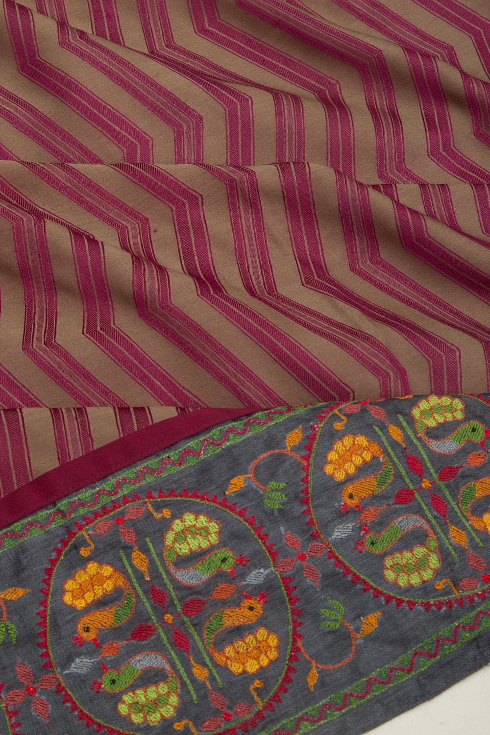 Banarasi Silk Zig Zag Lines Purple Saree