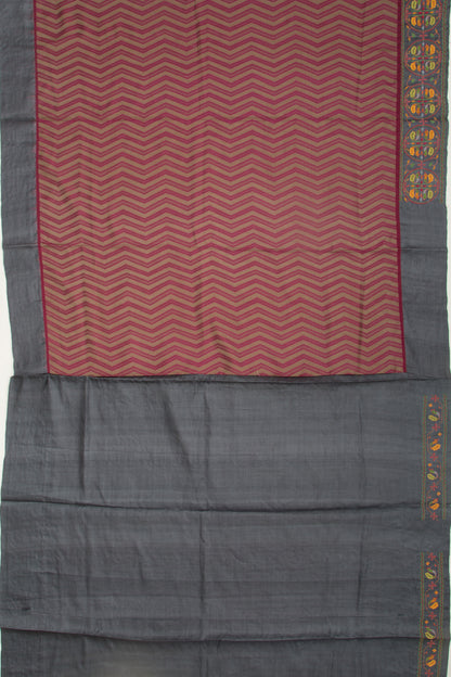 Banarasi Silk Zig Zag Lines Purple Saree