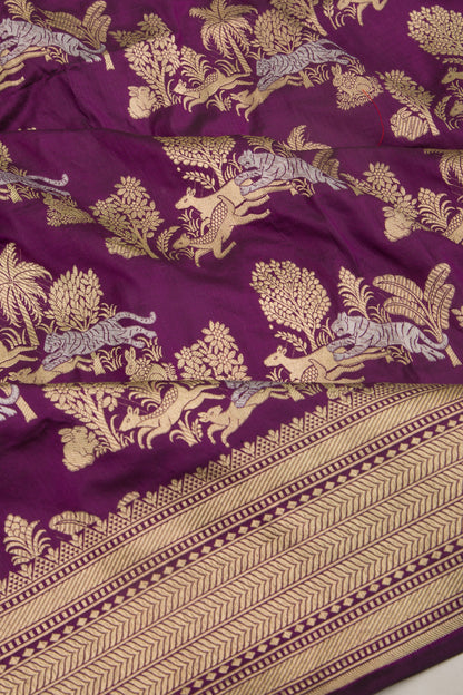 Banarasi Silk Jaal Purple Saree