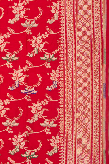 Banarasi Silk Jaal Red Saree