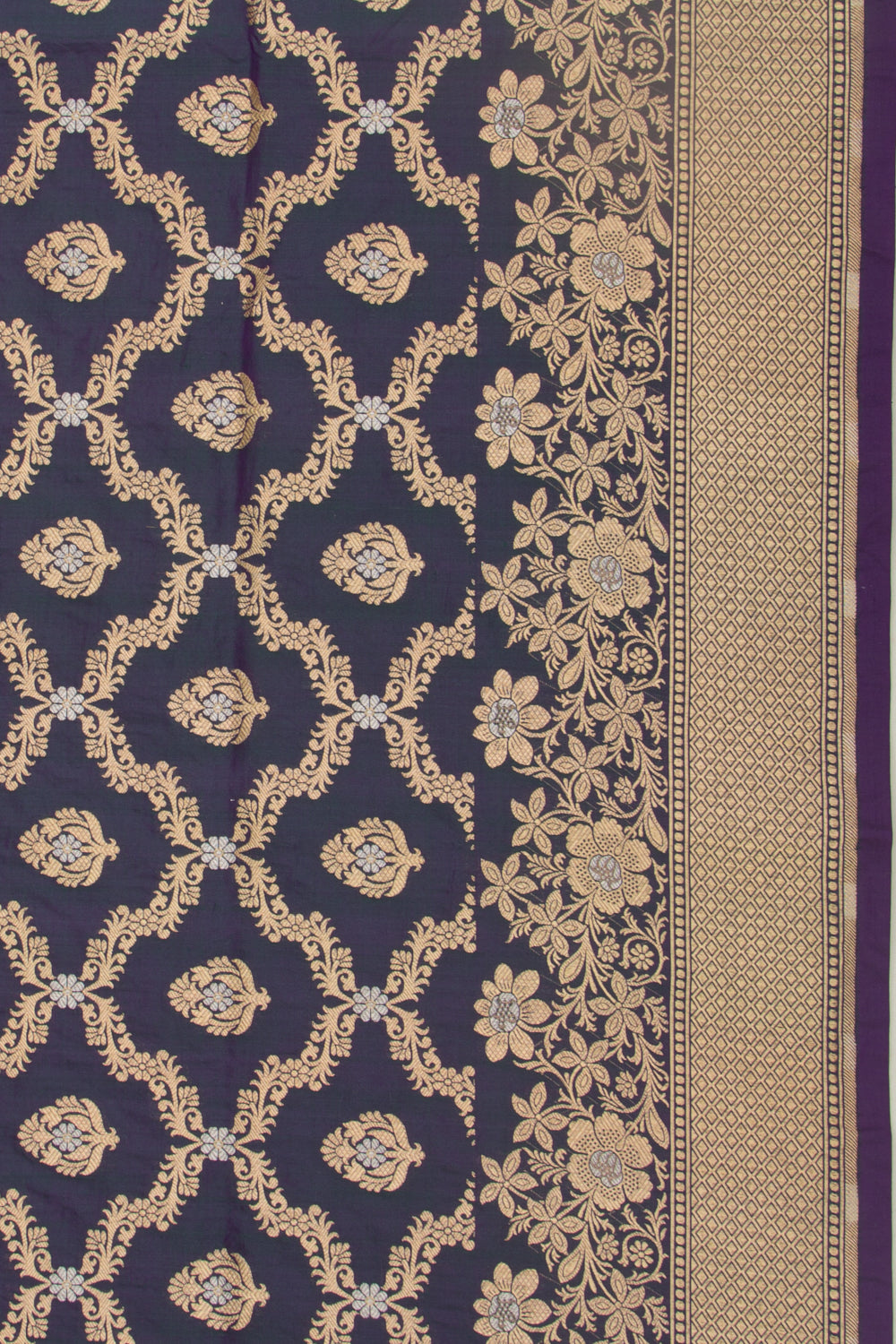 Banarasi Silk Jaal And Butta Dual Tone Green And Blue Saree