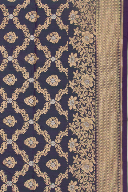 Banarasi Silk Jaal And Butta Dual Tone Green And Blue Saree