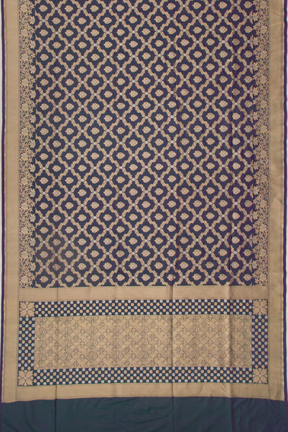 Banarasi Silk Jaal And Butta Dual Tone Green And Blue Saree