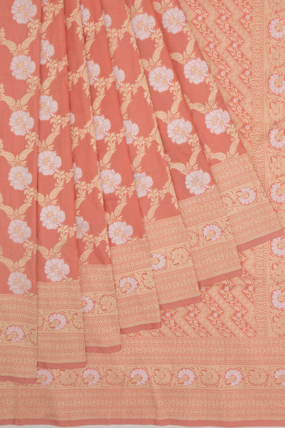 Banarasi Silk Jaal Peach Saree