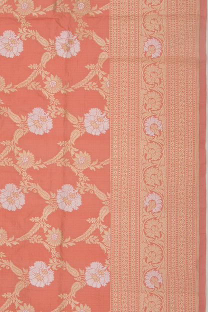 Banarasi Silk Jaal Peach Saree