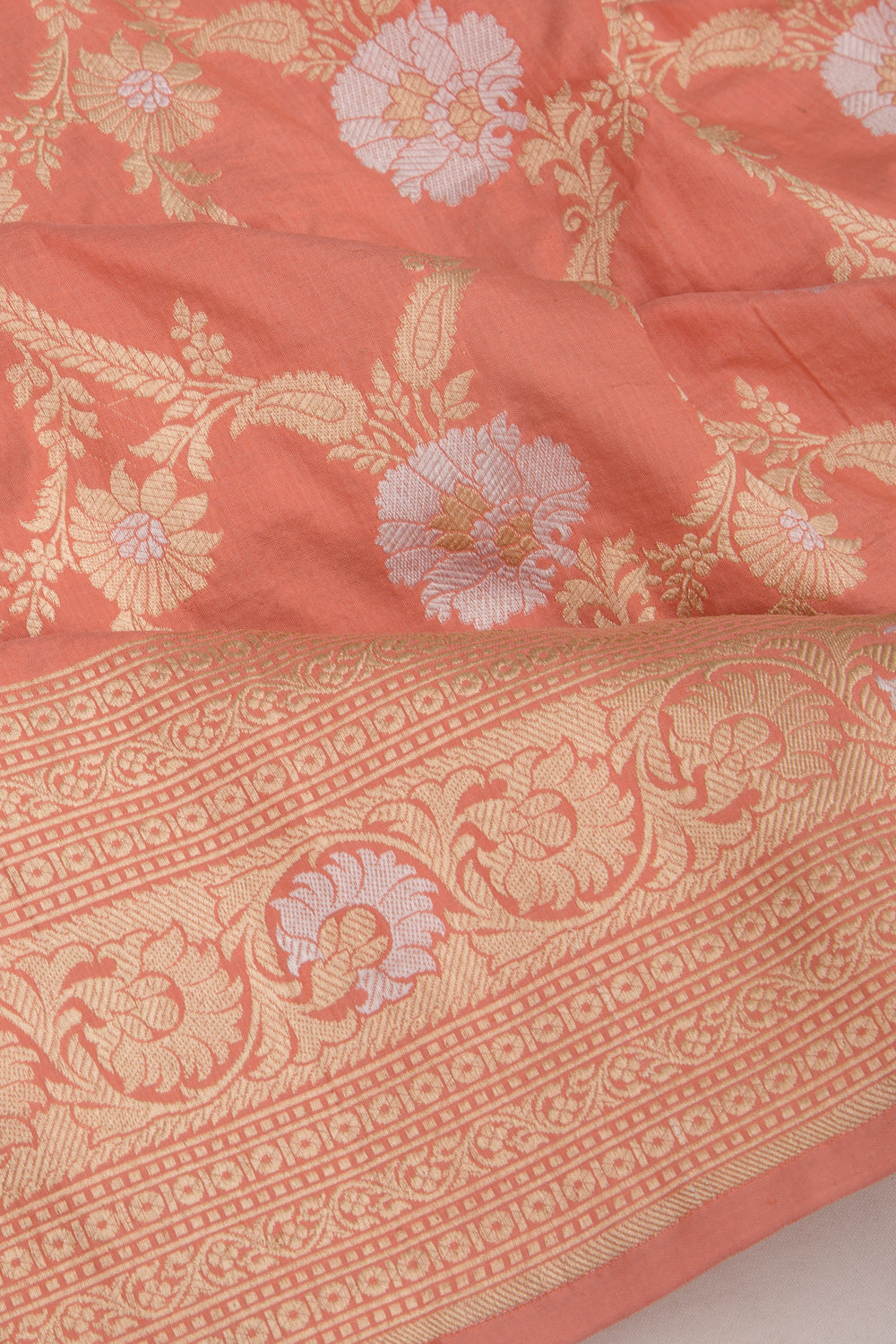 Banarasi Silk Jaal Peach Saree