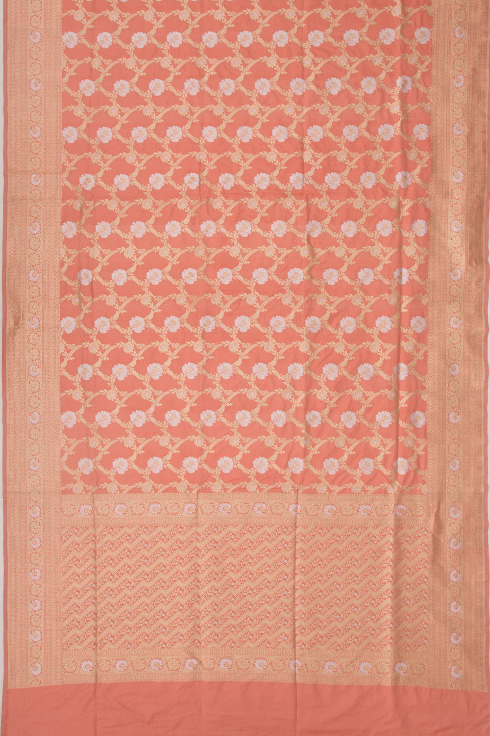 Banarasi Silk Jaal Peach Saree