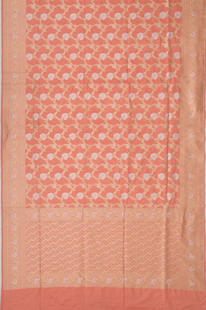 Banarasi Silk Jaal Peach Saree