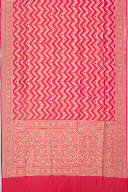 Banarasi Silk Zig-Zag Lines Pink Saree