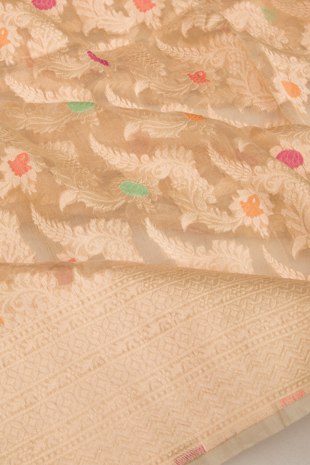 Banarasi Kora Organza Tissue Jaal Gold Saree