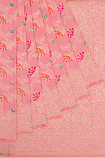 Banarasi Silk Jaal Baby Pink Saree