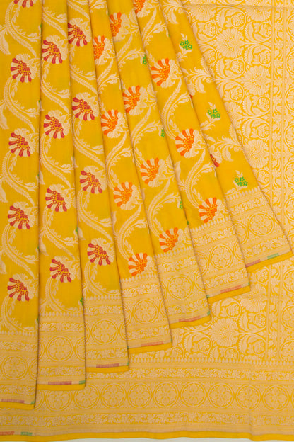 Banarasi Silk Jaal Yellow Saree