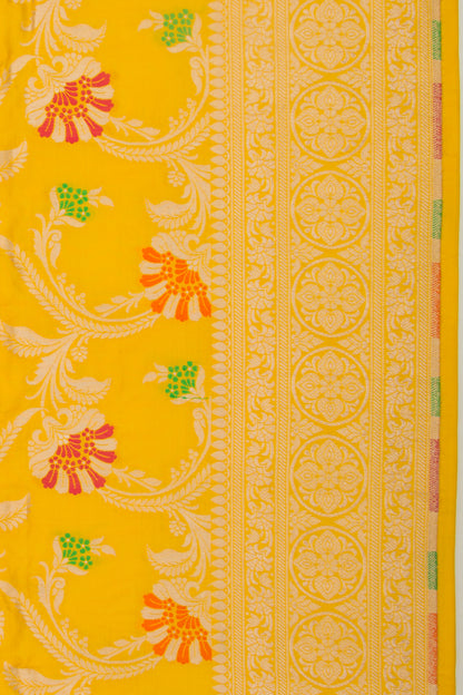 Banarasi Silk Jaal Yellow Saree