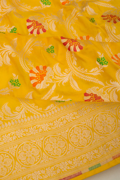 Banarasi Silk Jaal Yellow Saree