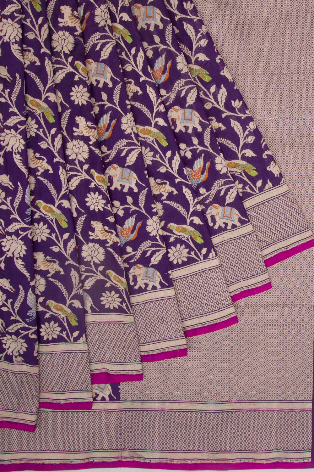 Banarasi Silk Shikargarh Jaal Purple Saree