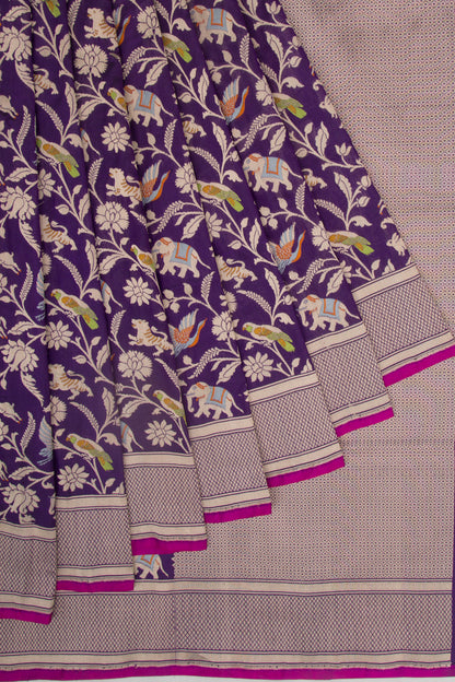 Banarasi Silk Shikargarh Jaal Purple Saree