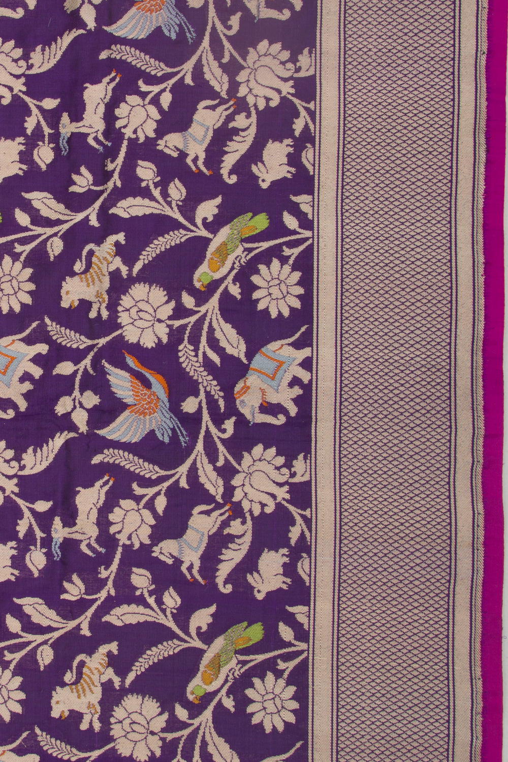 Banarasi Silk Shikargarh Jaal Purple Saree