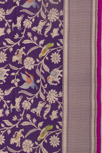 Banarasi Silk Shikargarh Jaal Purple Saree