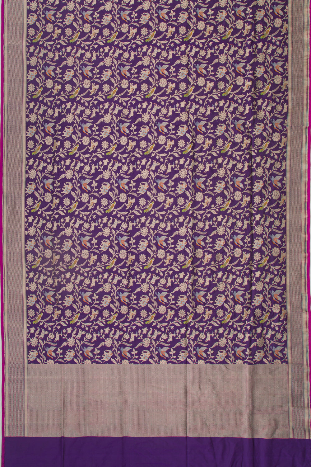 Banarasi Silk Shikargarh Jaal Purple Saree
