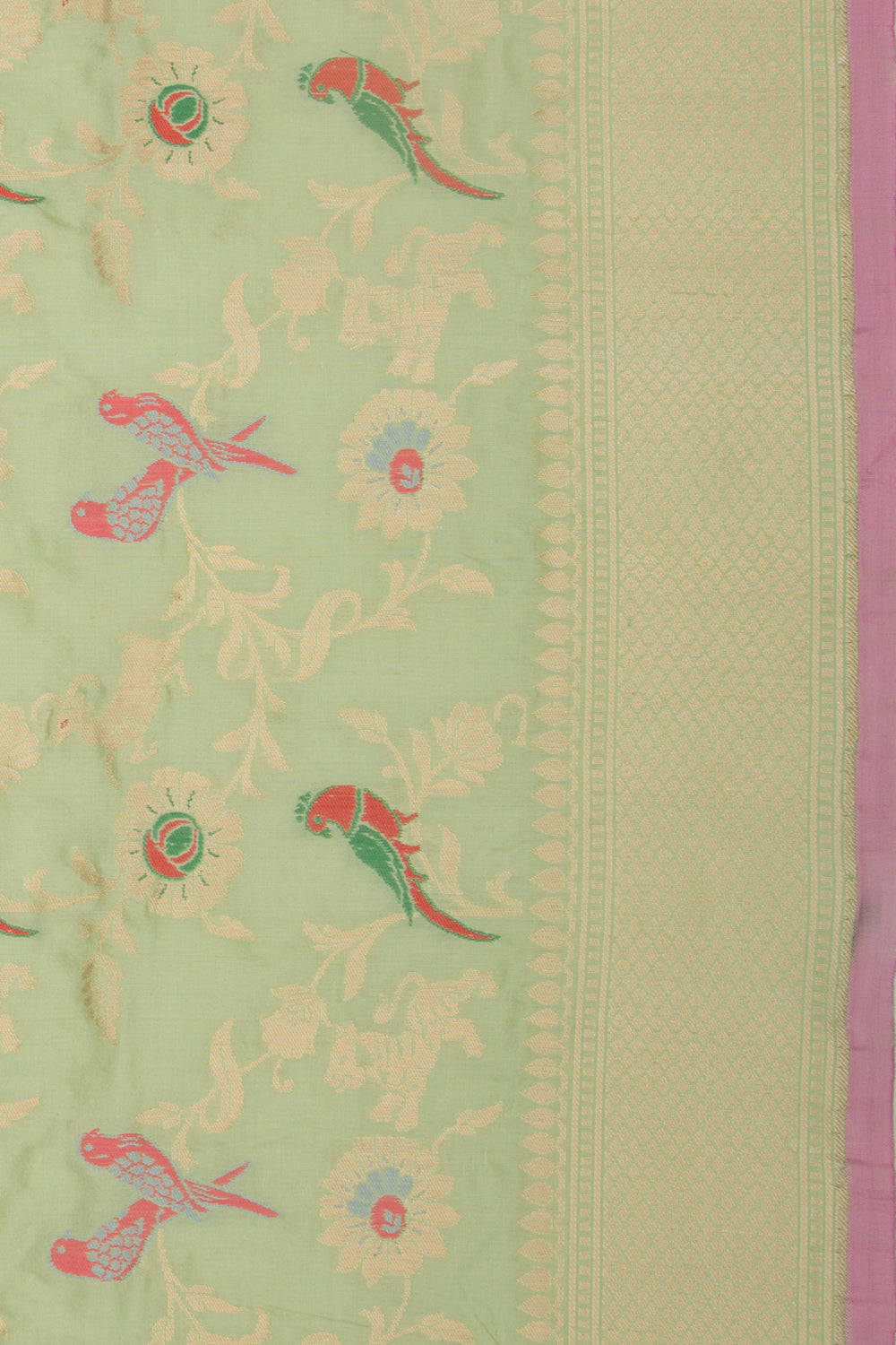 Banarasi Silk Jaal Pista Green Saree