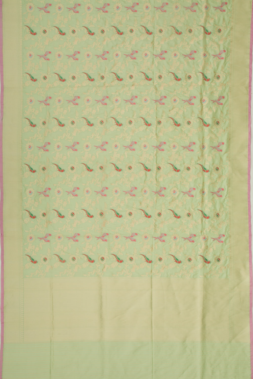 Banarasi Silk Jaal Pista Green Saree