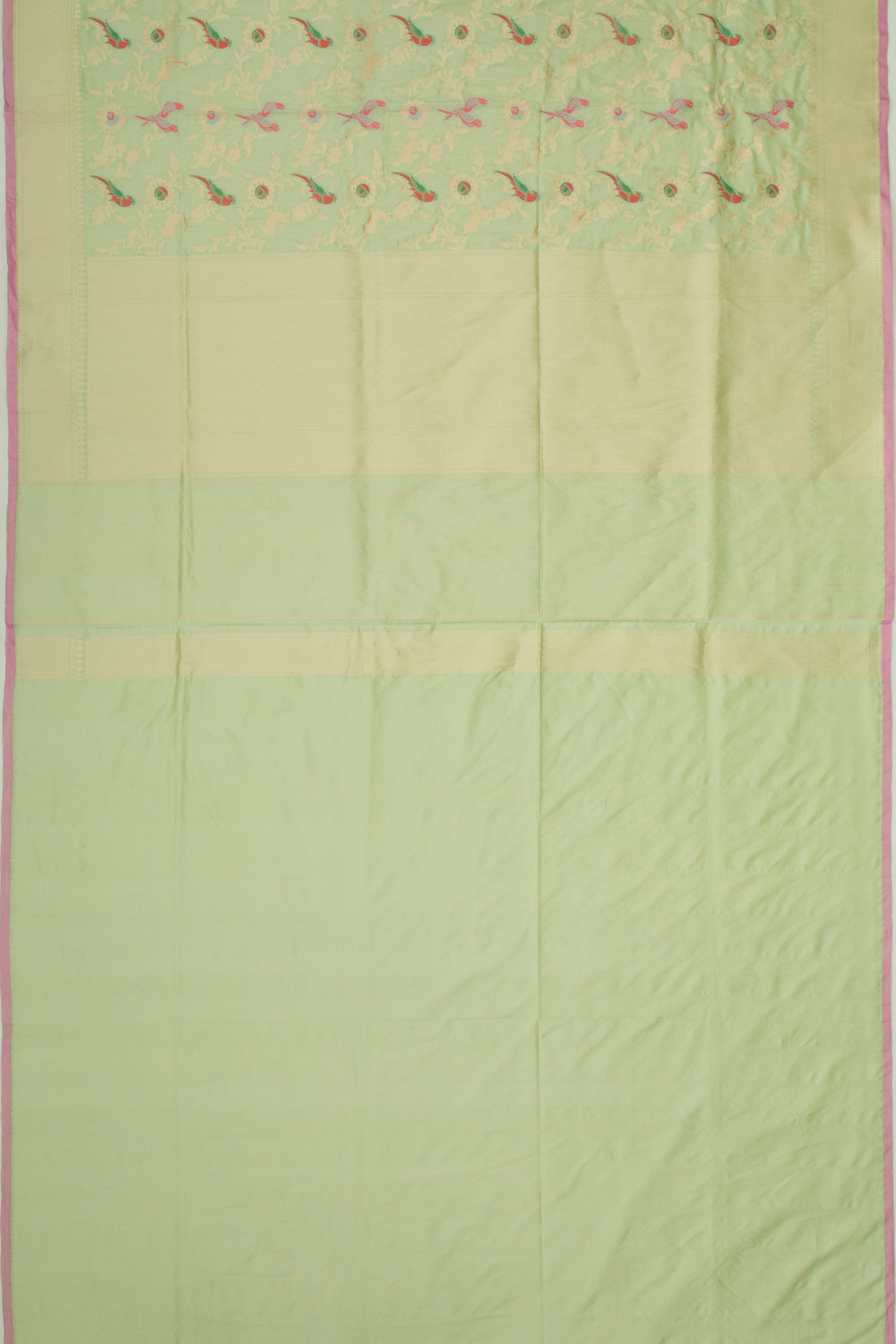 Banarasi Silk Jaal Pista Green Saree