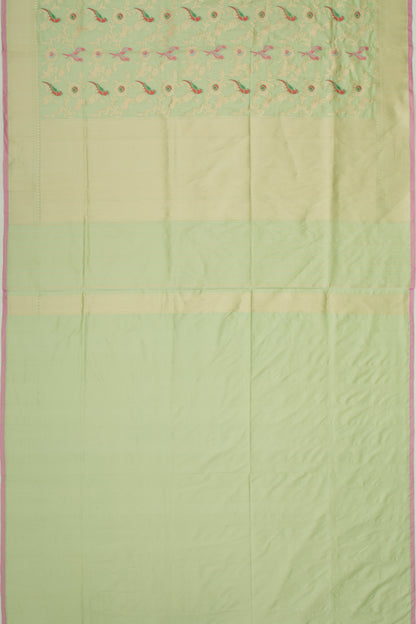 Banarasi Silk Jaal Pista Green Saree