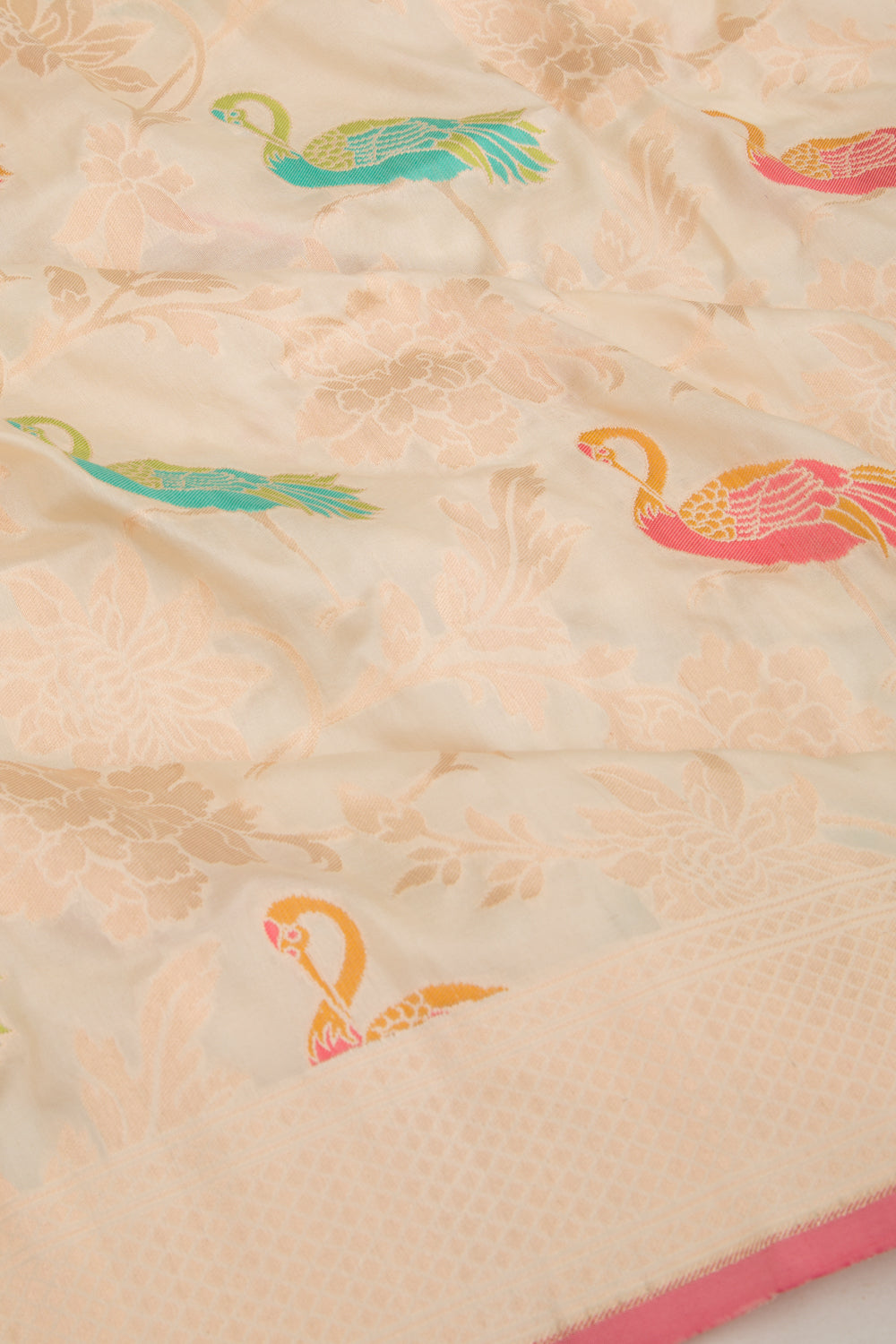 Banarasi Silk Jaal Cream Saree