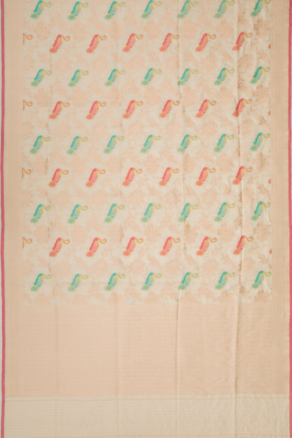 Banarasi Silk Jaal Cream Saree