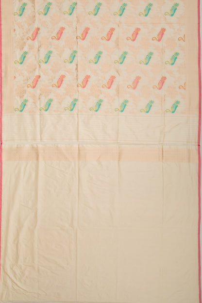 Banarasi Silk Jaal Cream Saree