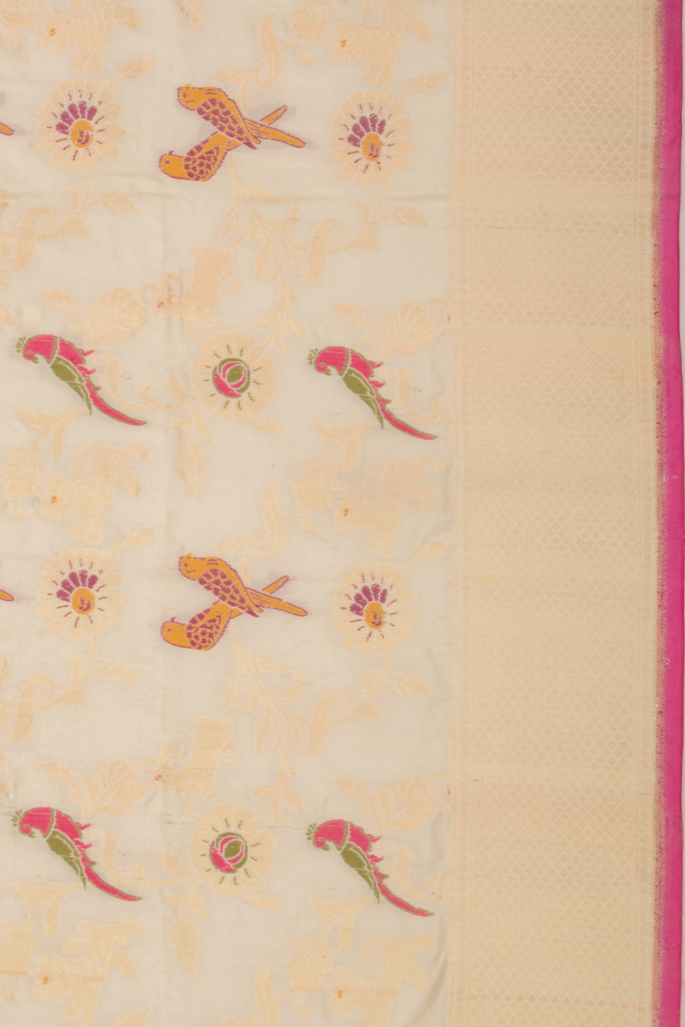Banarasi Silk Jaal Cream Saree