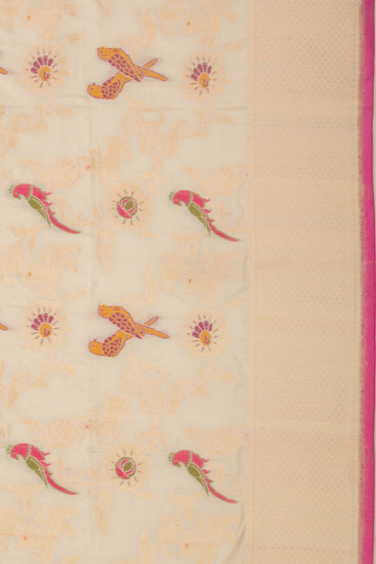 Banarasi Silk Jaal Cream Saree