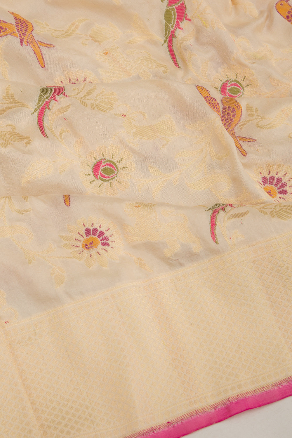 Banarasi Silk Jaal Cream Saree