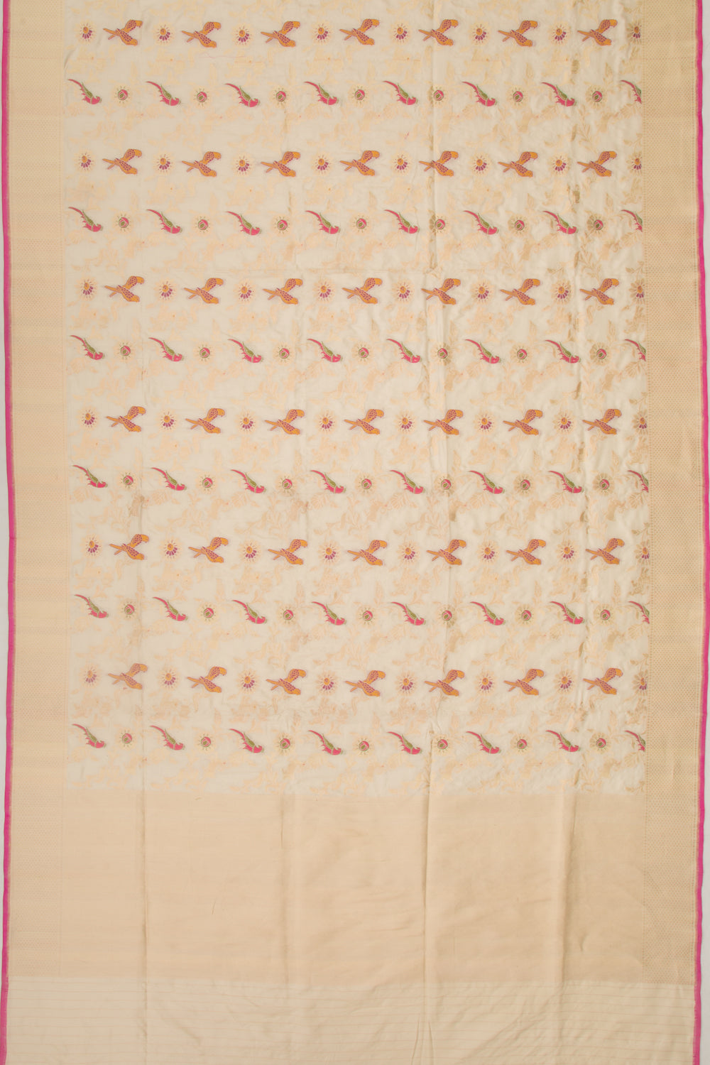 Banarasi Silk Jaal Cream Saree