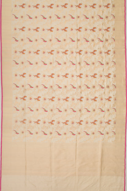 Banarasi Silk Jaal Cream Saree