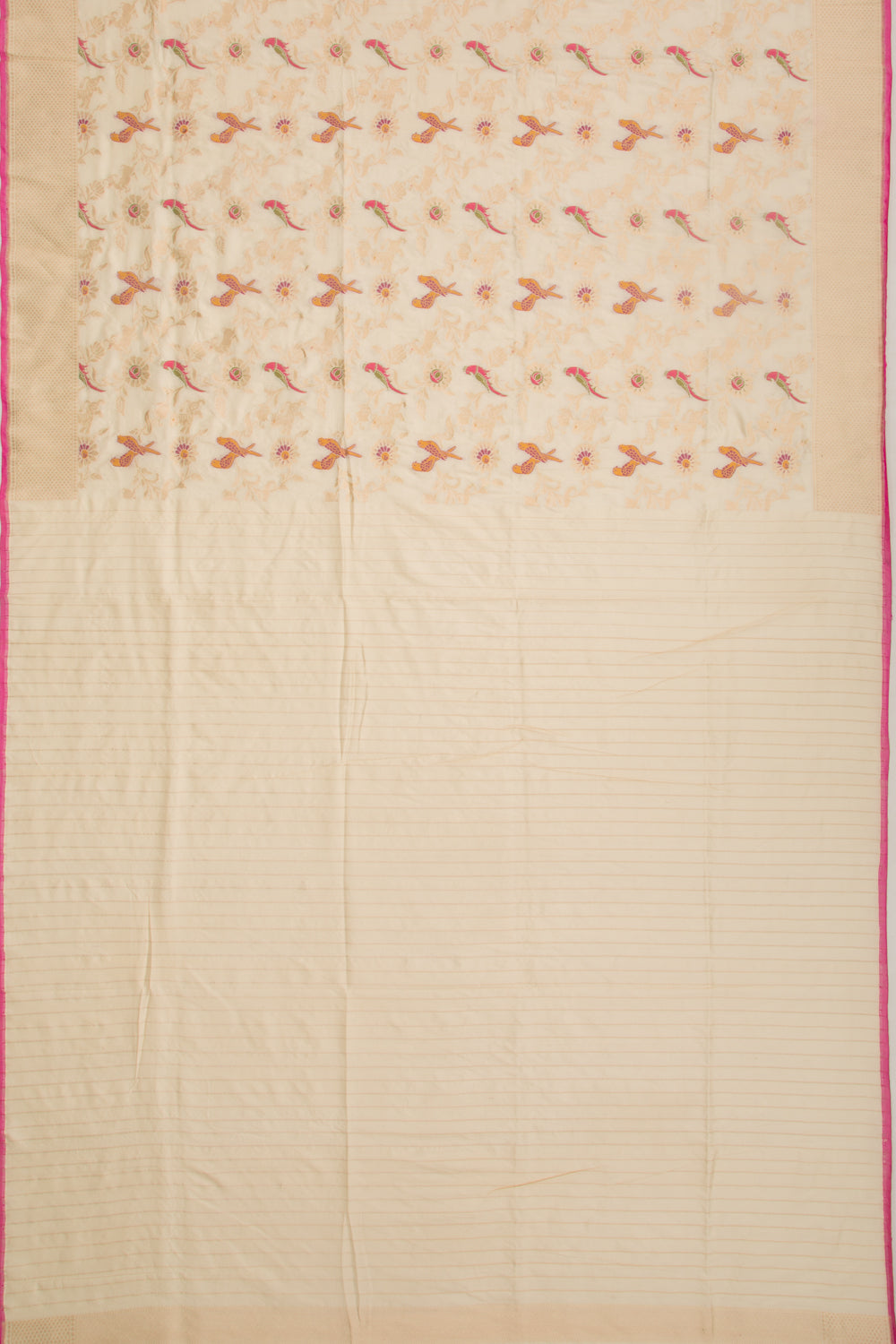 Banarasi Silk Jaal Cream Saree