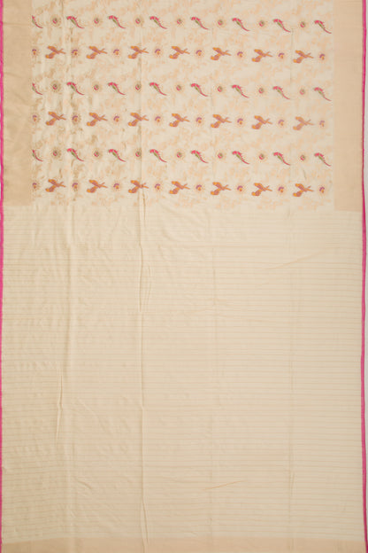 Banarasi Silk Jaal Cream Saree