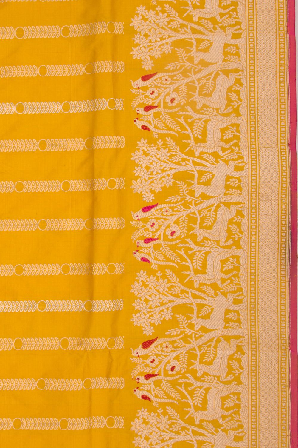 Banarasi Silk Vertical Lines Mustard Yellow Saree
