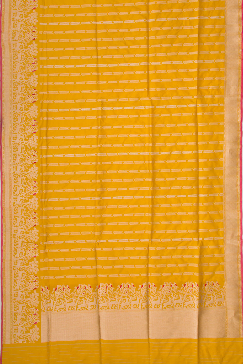 Banarasi Silk Vertical Lines Mustard Yellow Saree